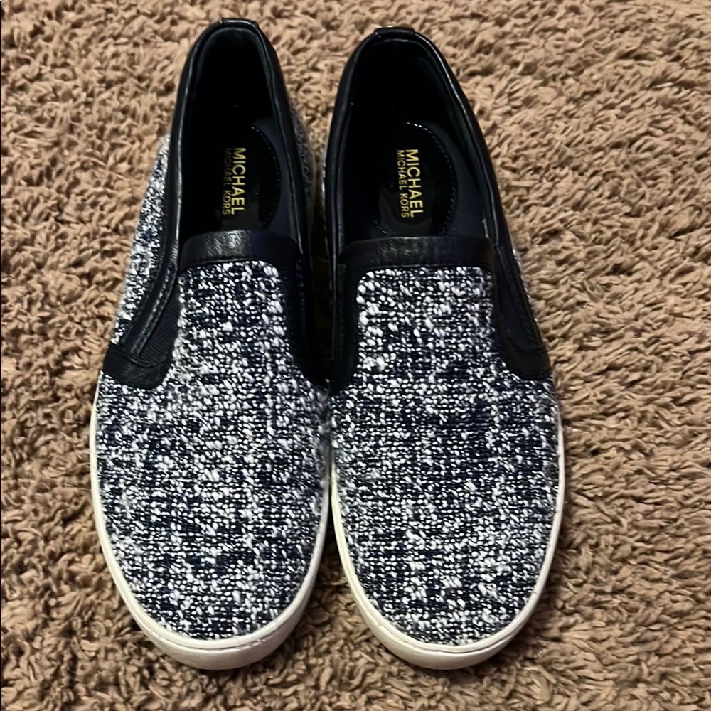 Michael Kors Tweed Black and White Slip-Ons